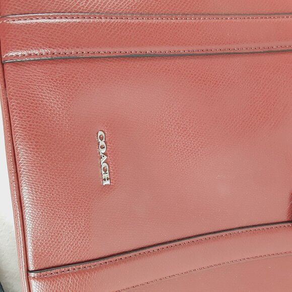 Coach #71681 Crossgrain Leather Briefcase Slim Brief Red Laptop Case Crossbody - Picture 8 of 16